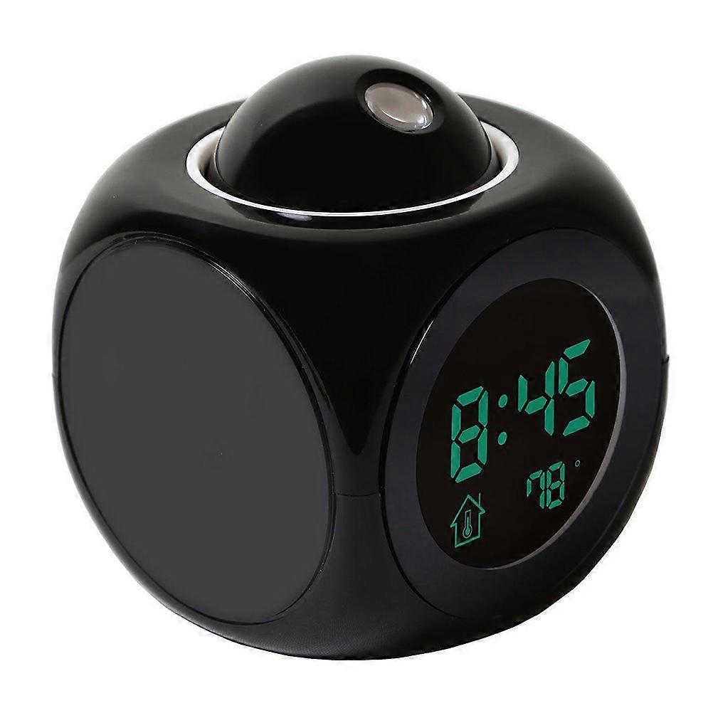 Bedroom Projection Clock Digital Alarm Clock Home Use Black 8.00X8.00X10.00CM Alarm With Snooze 1Pcs