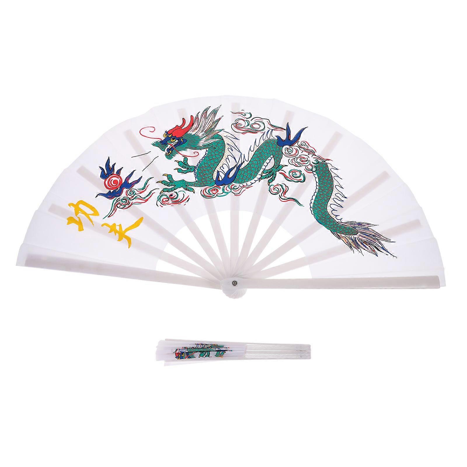 Handheld Paper Fan Martial Arts Style Stage Performance Plastic Polyester Dance Prop 1Pack
