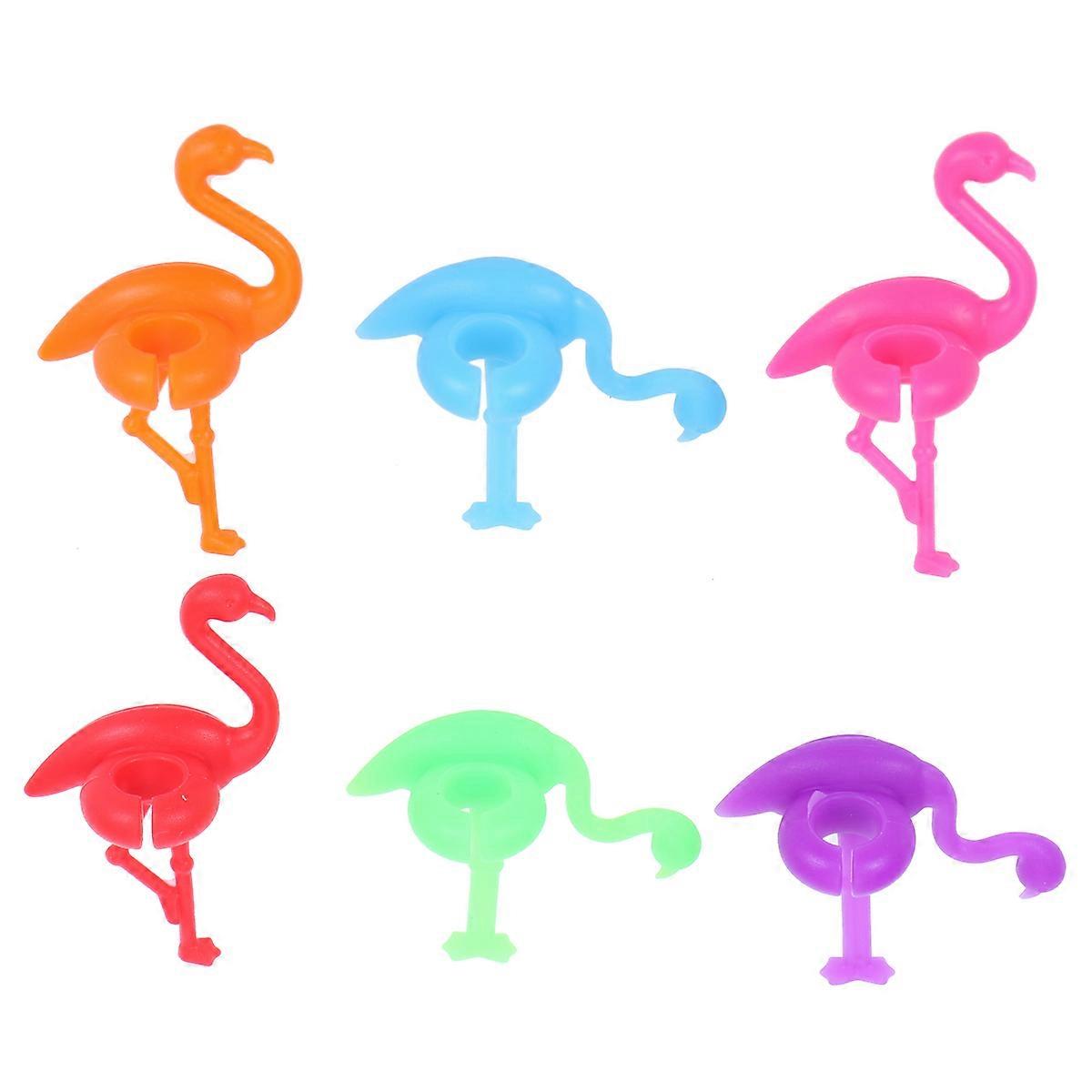 Marker Glass Marker Flamingo Shape Party Attendees Assorted Color 5.5x3.5x2.3cm Identify Glasses 6Pcs