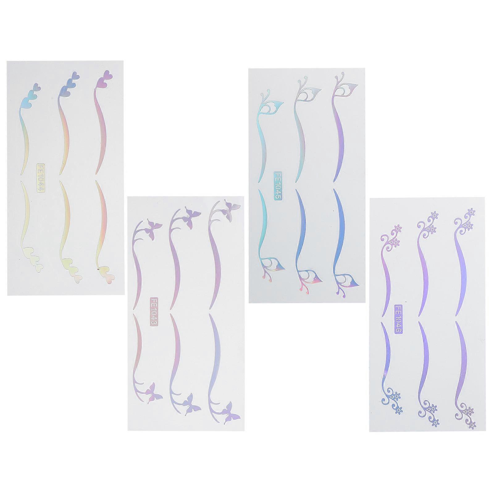 Tattoo Makeup Eyelid Stickers Double Eyelid Creation For Women Sparkle Effect Silver 4 Sheets