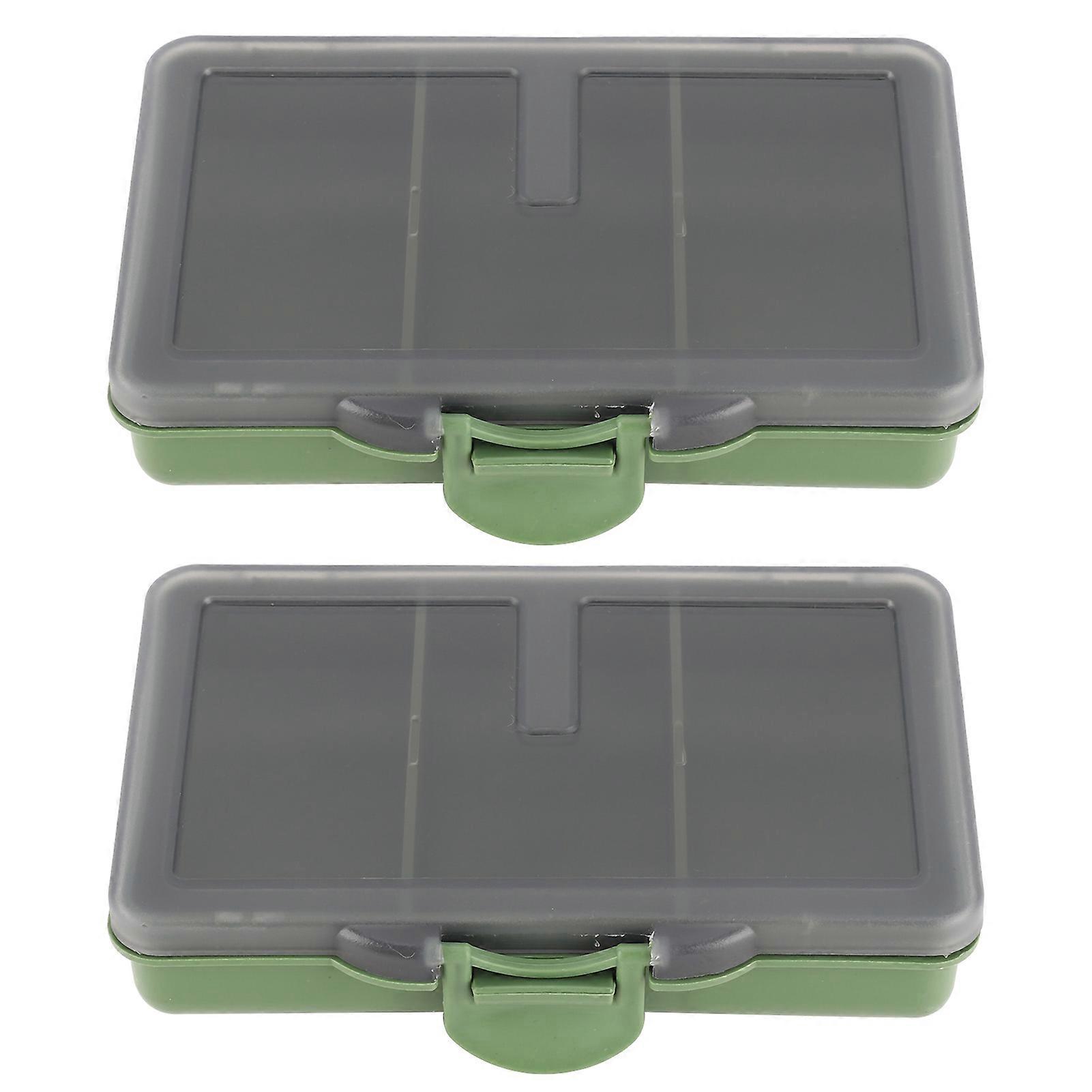 2Pcs Fishing Hook Bait Gadget Box Mini PP Storage Box Case for Fishing Tackle Accessories3 Compartments
