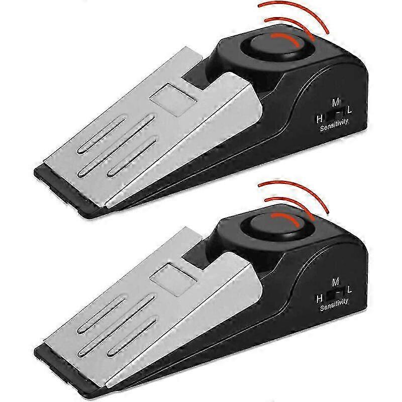 Mini Wireless Door Stop Alarm, 2 Pack Wedge Door Stop Blocking Security System with Loud Siren