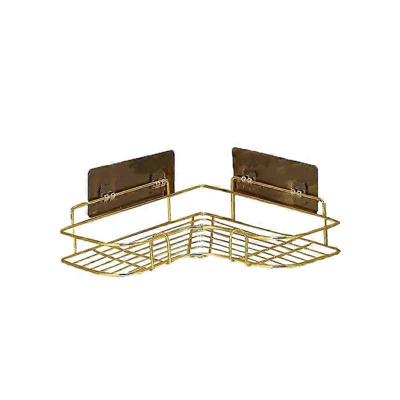 Golden single-layer storage rack, suitable for bathroom and kitchen corners