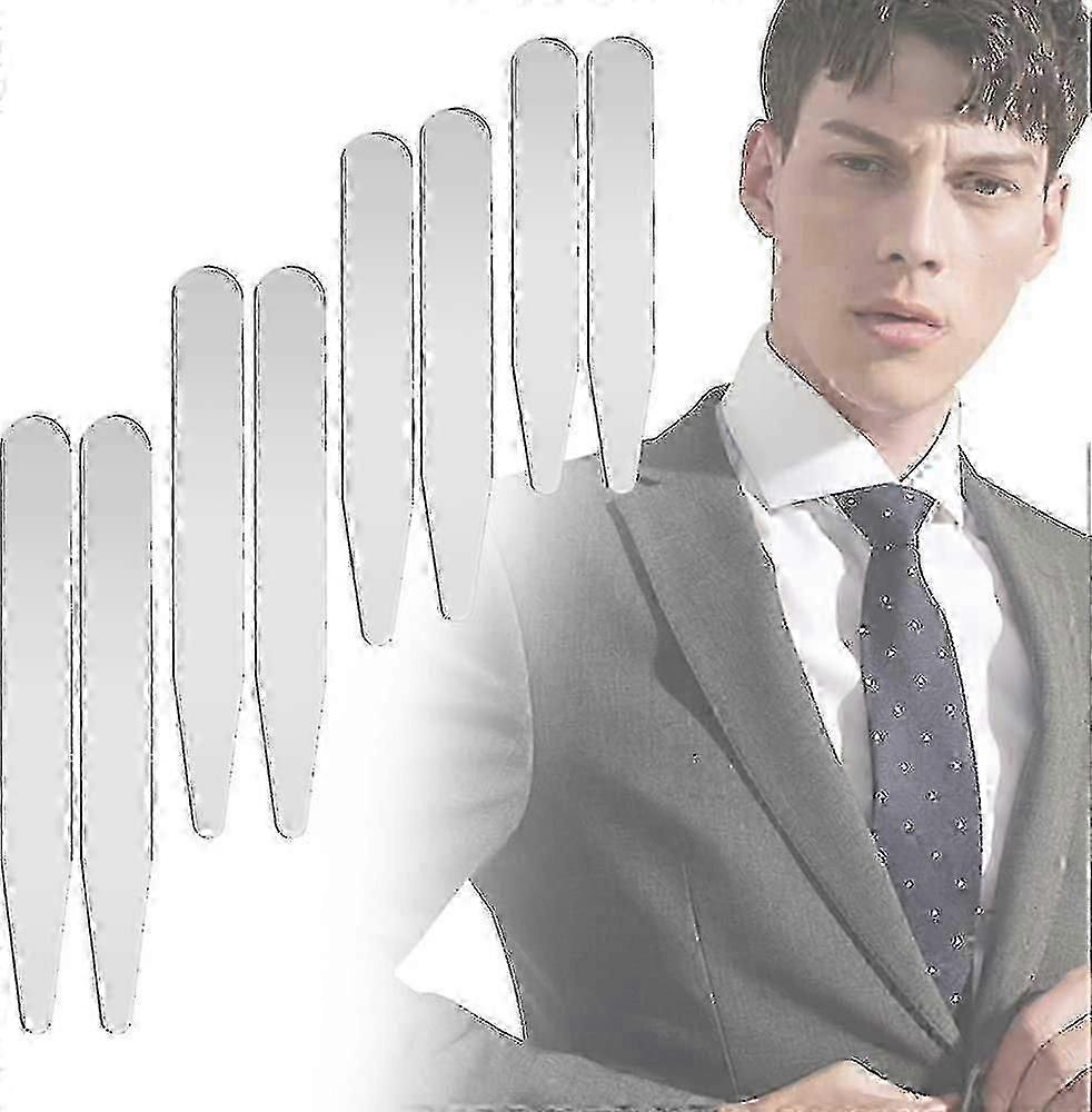 10 قطع الفولاذ المقاوم للصدأ قميص طوق تقوية ، طوق معدني ناعم يبقى للرجال