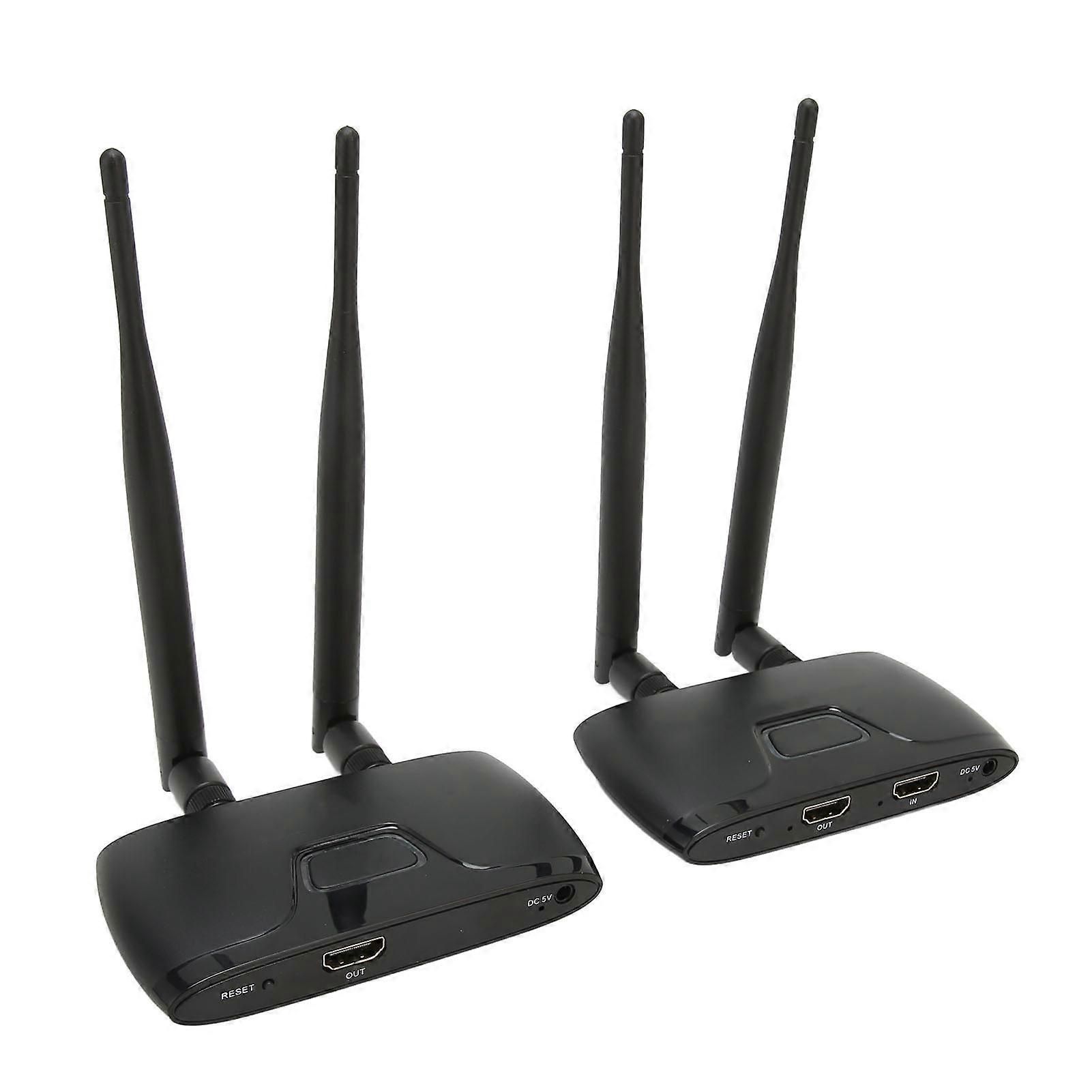 Wireless HD Multimedia Interface Extender FHD 656ft Dual Antenna 2.4G 5G AV Transmitter Receiver with Loop Out 100‑240V EU Plug 
