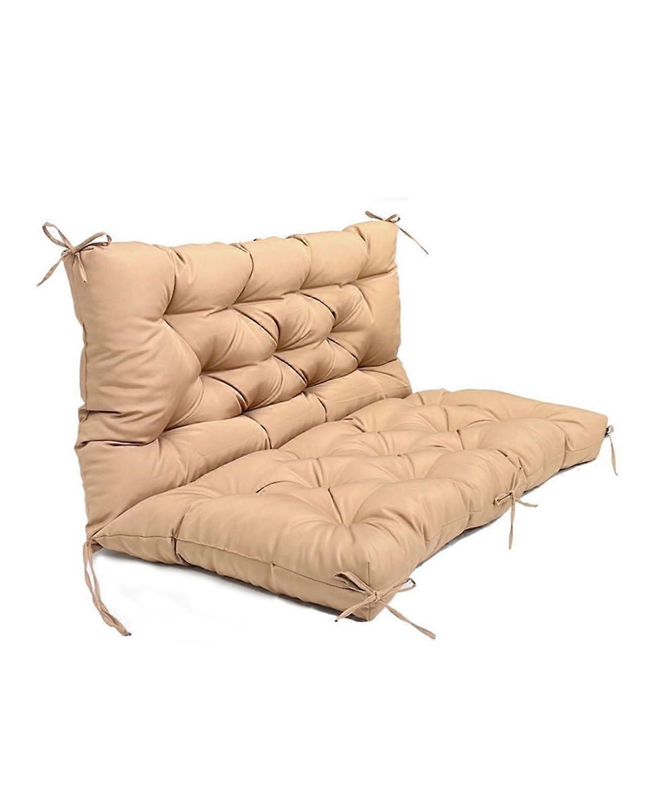 Outdoor Swing Cushion with Backrest Waterproof Replacement for 2-3 Person Bench, Beige 150x100cm for Patio Garden Furniture