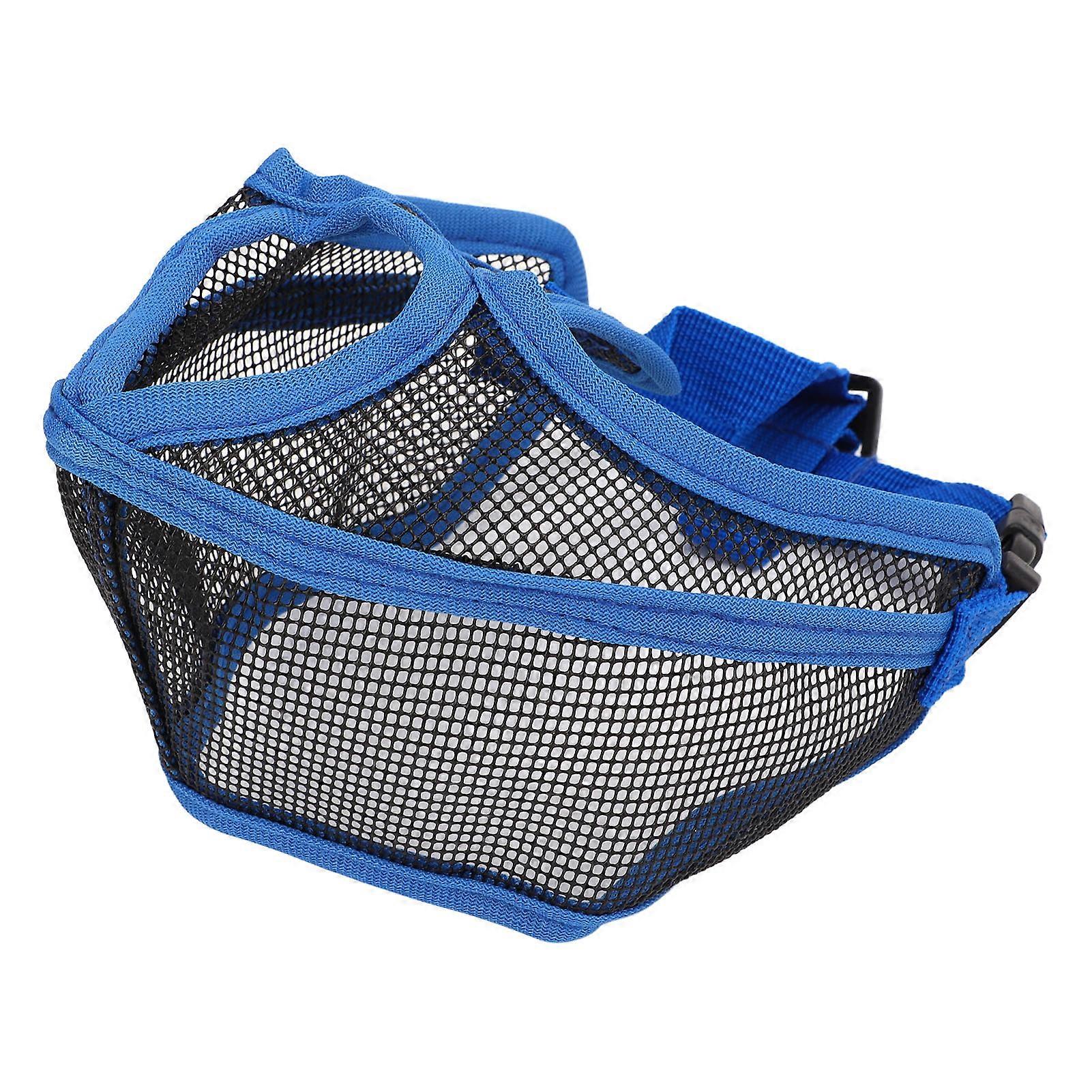 Short Snout Dog Muzzle Adjustable Breathable Prevent Biting Chewing Dog Mesh Muzzle for Bulldog Shar Pei Chihuahua Blue M