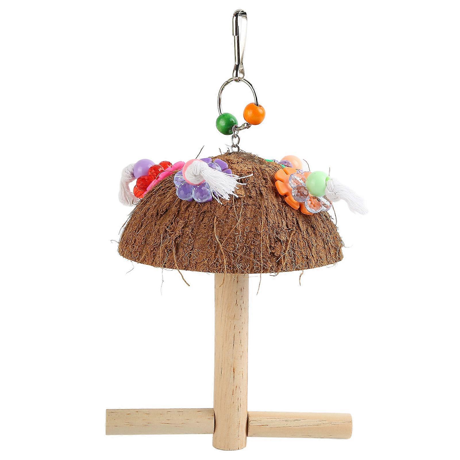 Parrot Coconut Shell Swing Stand Multifunctional Safe Bite Resistant Coconut Shell Chew Toys for Birds
