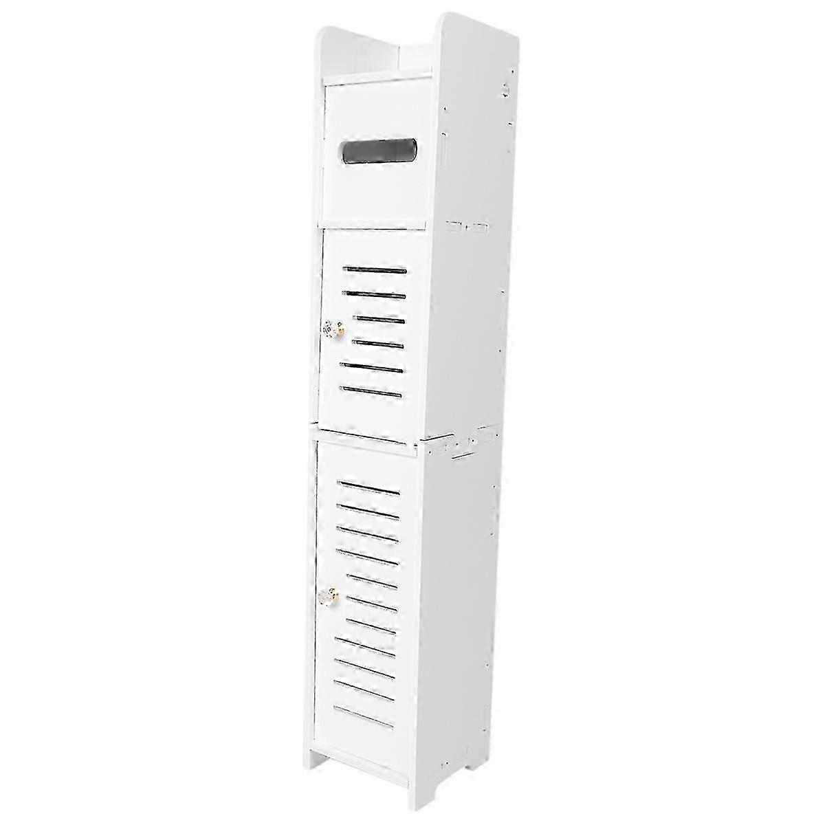 Storage Cabinet for Small Spaces, Over the Toilet Cabinet for Slim Bathroom Storage Corner Floor (White)