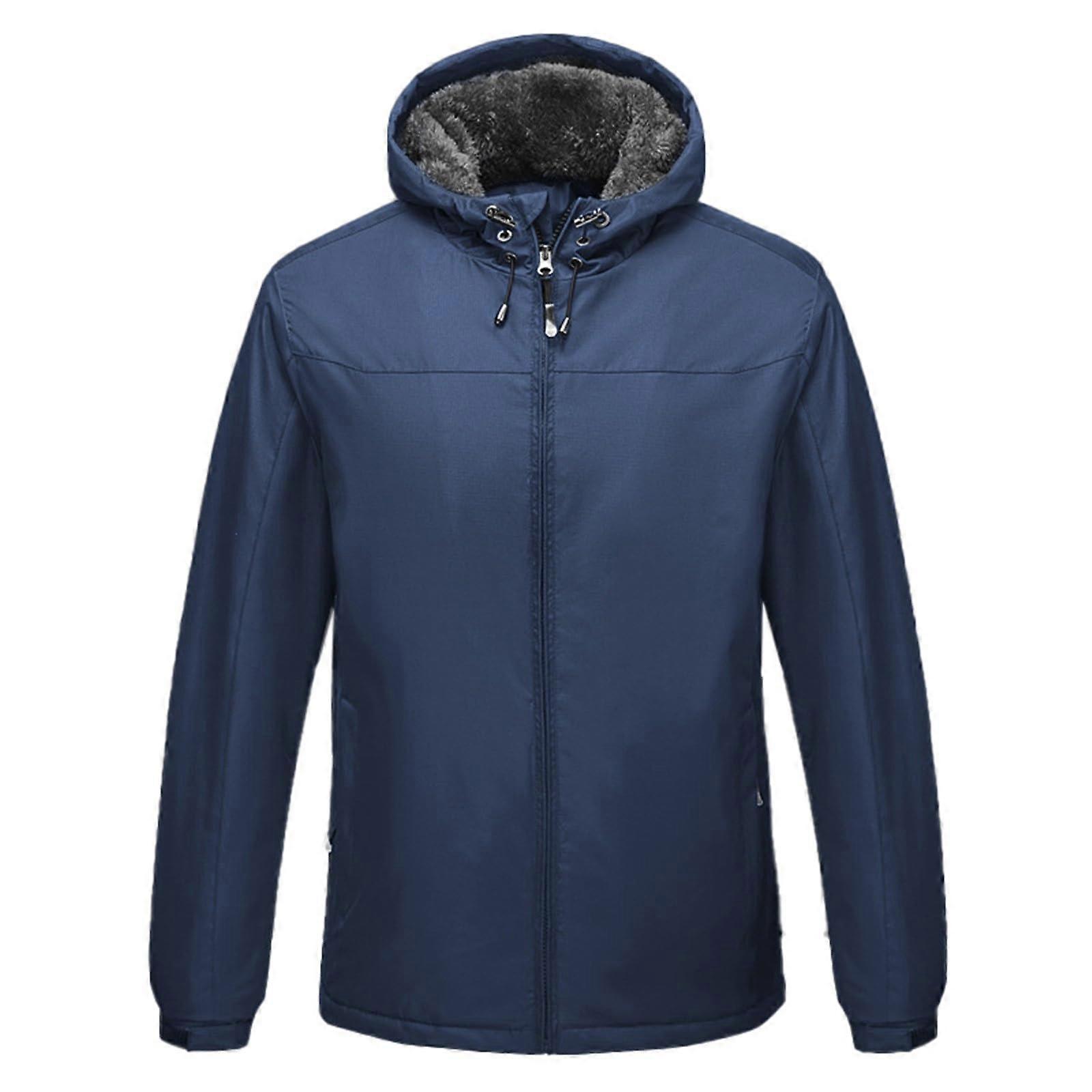 Men's Winter Jacket Long Warm Thick Fleece Lining Coat Parka Transition Leisure Outdoor Functional Thin Softshell Sweat Quilted Jacket A1Marine L