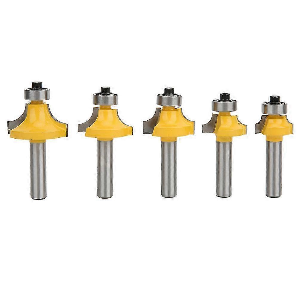 5 Pcs Router Bit 8mm Shank Surface Painted Alloy Round Corner Trimming Router Bit