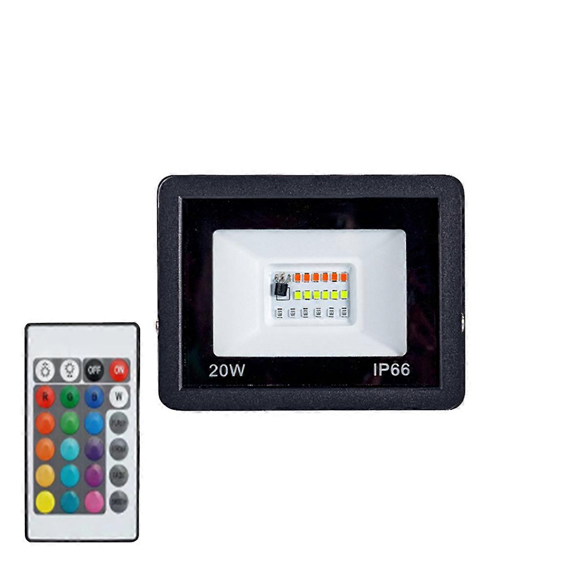 20W RGB Flood Light RGB Reflector IP66 LED Spotlight with Remote Projector Lamp Outdoor Garden Lighting