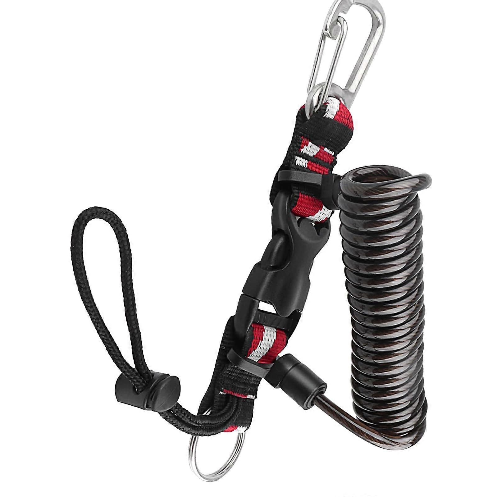 Rotating Hook Lanyard for Professional Scuba Gear, Black, Quick Release Design for Underwater Cameras and Lights