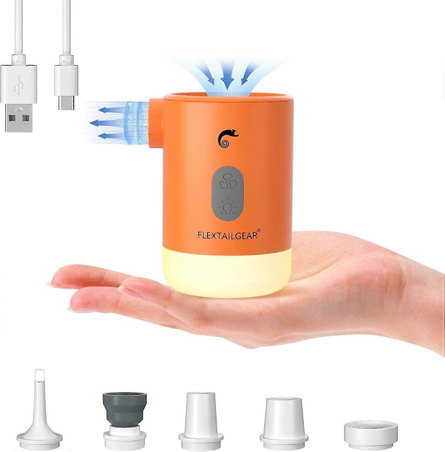 Portable 4.5 kPa Electric Air Pump with 3600 mAh Rechargeable Battery with Adjustable Deflation Machine Camping Light for Pool Buoy, Inflatable Mattre