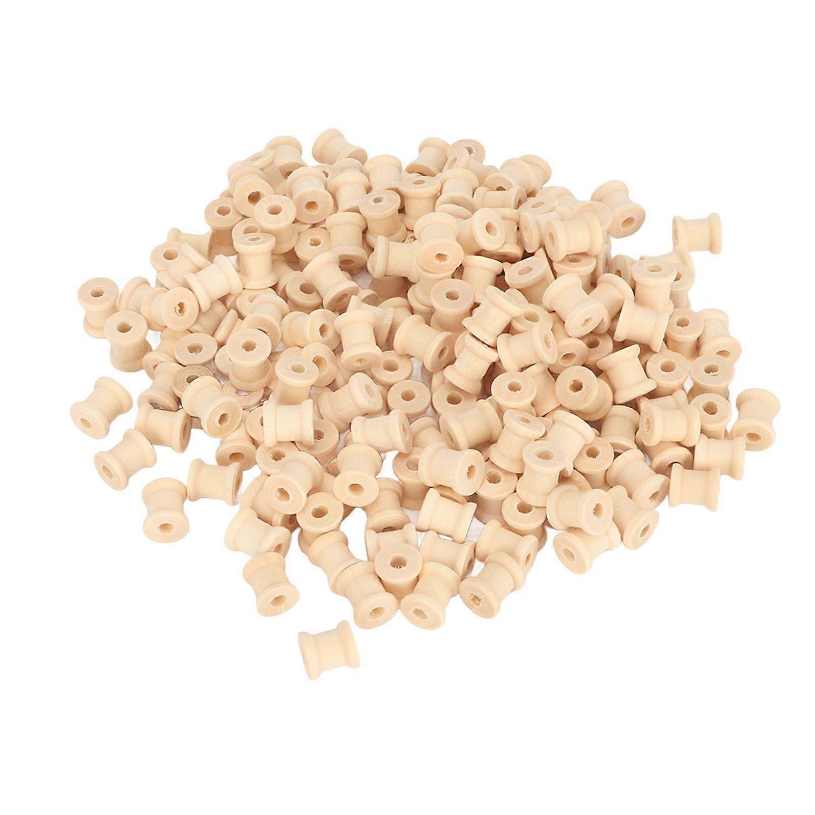 2025 أحدث طراز 200 قطعة بكرات خشبية 0.55 بوصة 0.51 بوصة خشب مصقول غير مكتمل