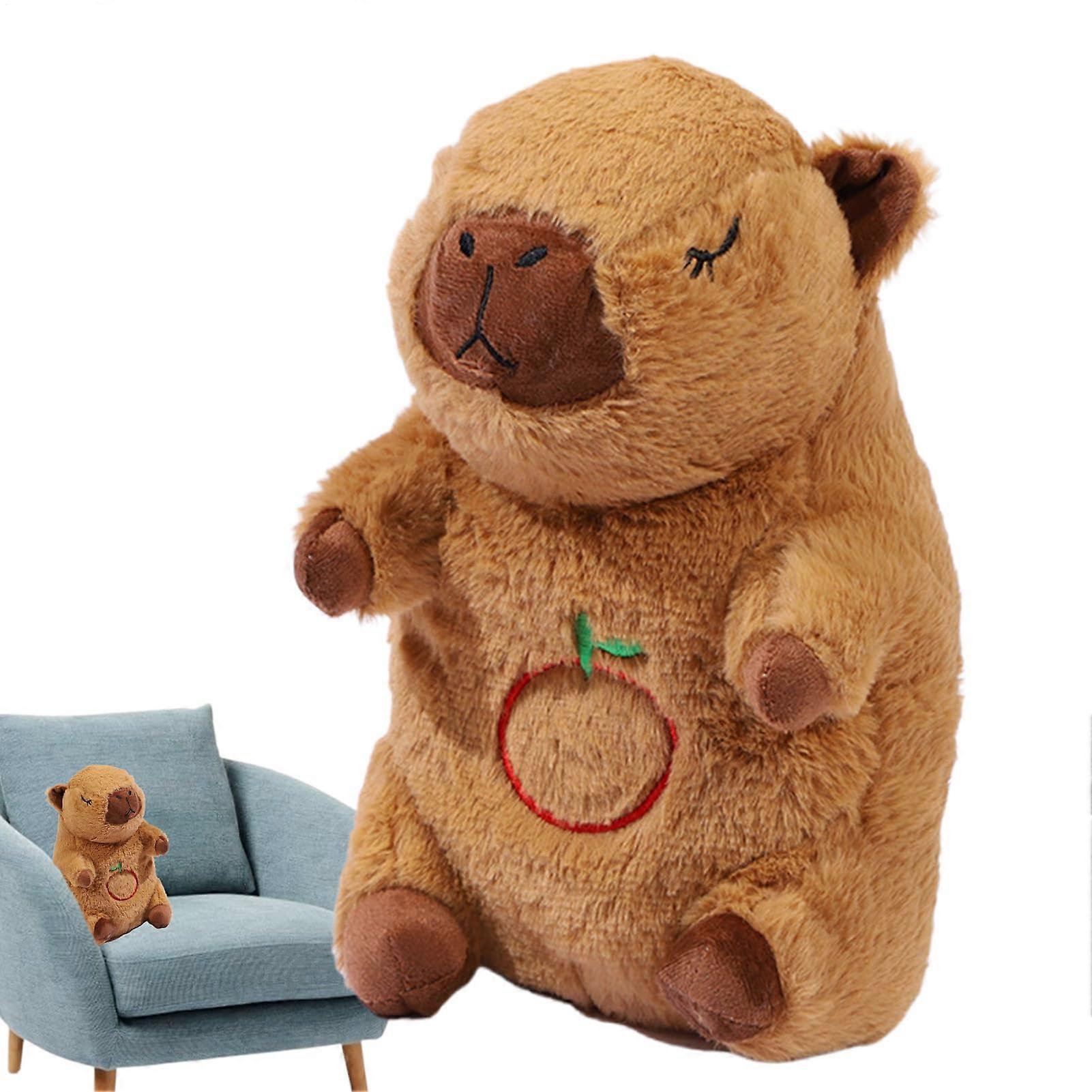 Capybara Plush Toy Soft Stuffed Animal with Light and Music, Cozy Heartbeat Cushion, AntiStress Toy for All Ages
