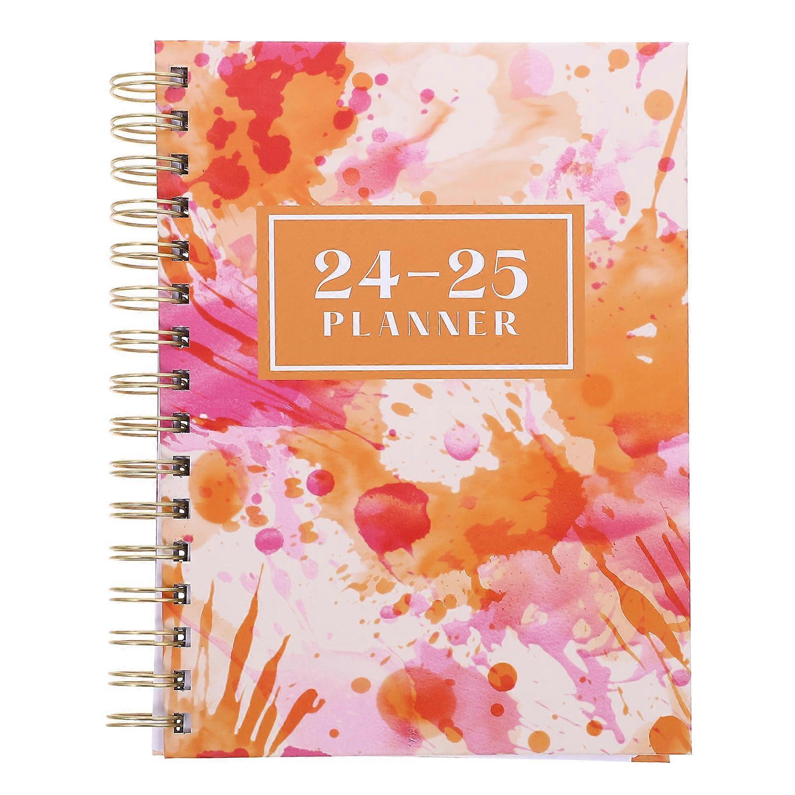Project Planner Notebook Spiral Binding Daily Scheduling For Students Everyday Use Red Flower Pattern 1Pack