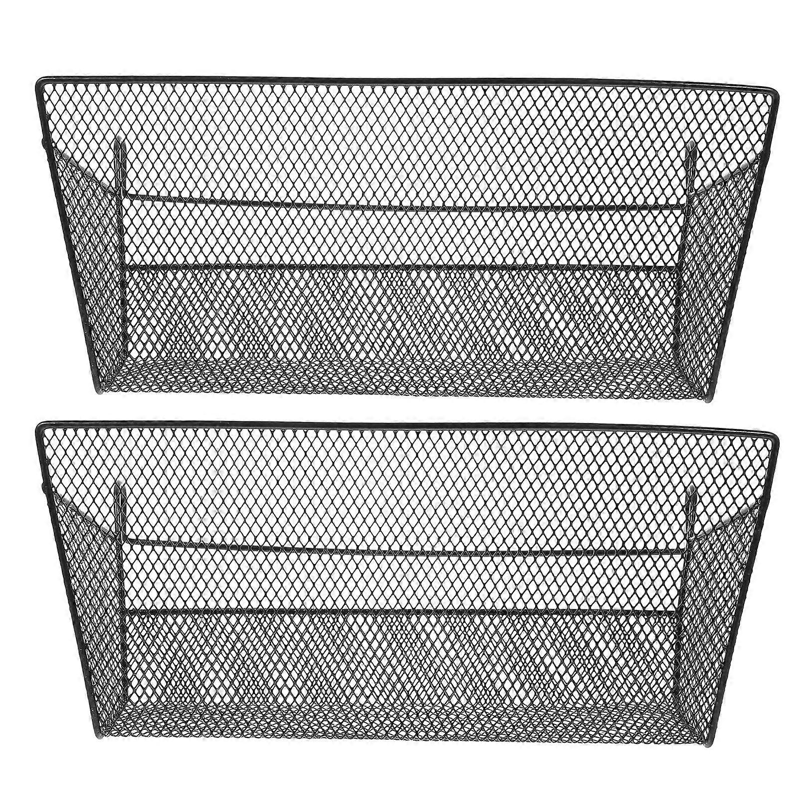 Dormitory Wire Basket 2Pcs Black Iron Storage Basket for Storage