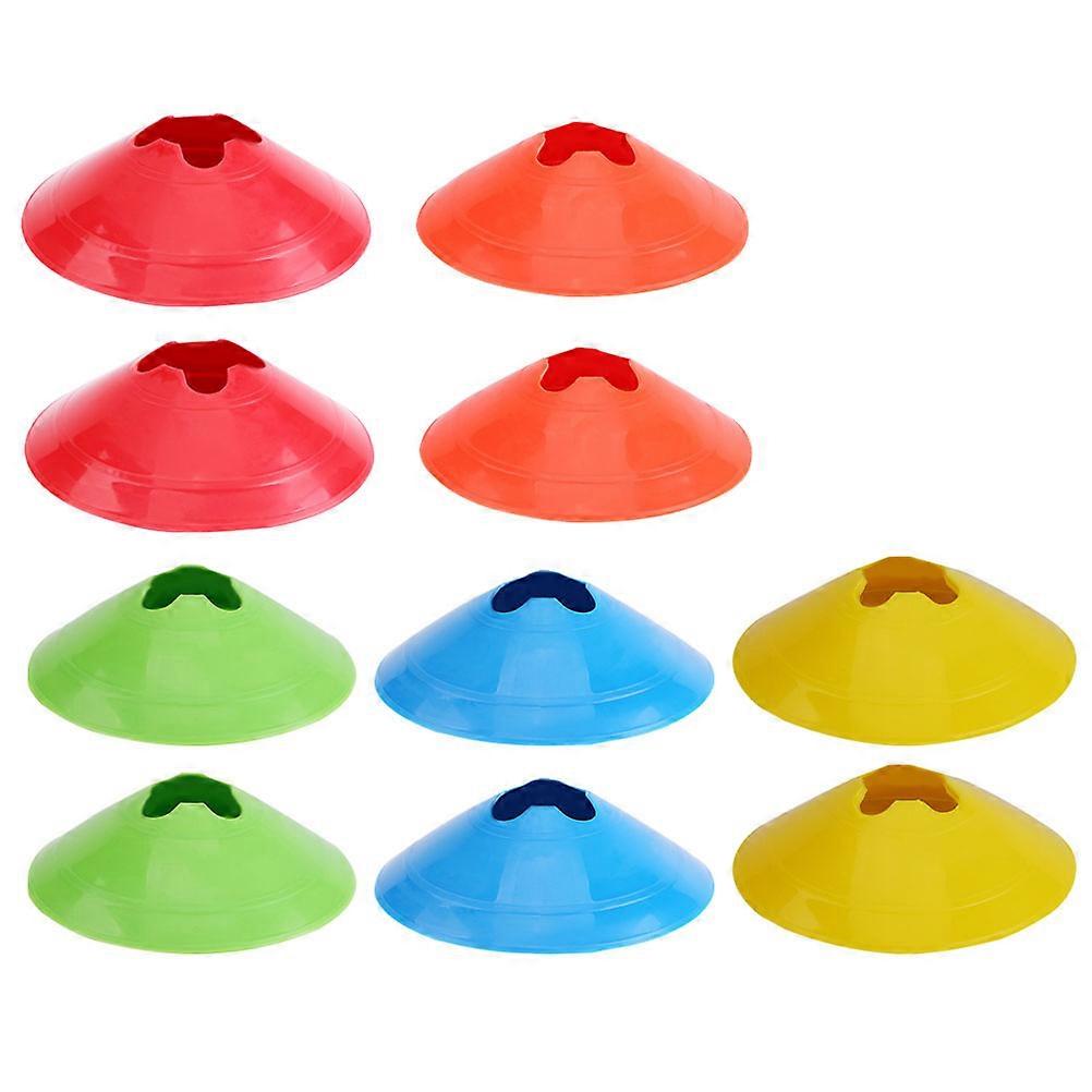 Football Training Markers 10pcs Lightweight Portable Boundary Discs for Soccer Basketball Agility Speed and Flexibility Drills in Yellow Red Blue