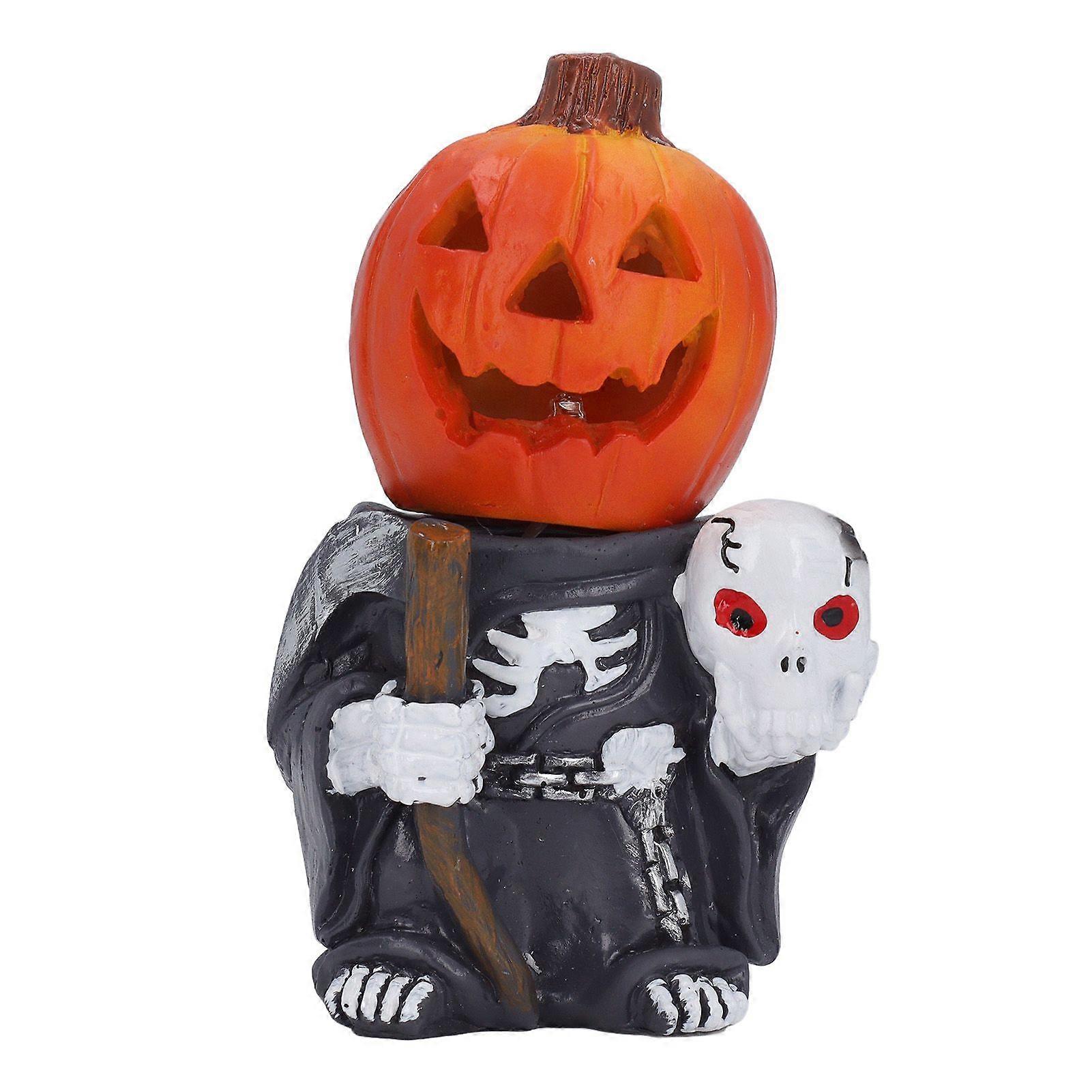 2025 Latest Model  Pumpkin Head Skeleton Figurines Mini LED Light Up Table