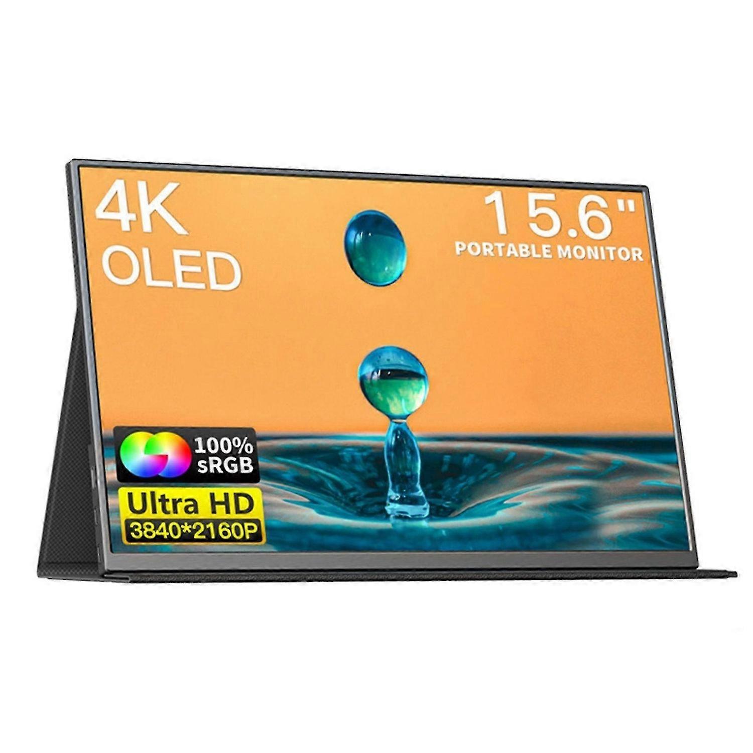15.6-Inch Portable Monitor UHD 4K External Display Extended Monitor Compatible with Switch/PS4/XBOX Refresh Rate 60Hz 100% sRGB Dual Speakers with De
