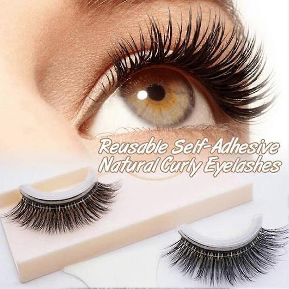 Self Adhesive False Eyelashes Reusable Natural 3D Curly Stick On Eye Lashes Glueless Lash Extensions