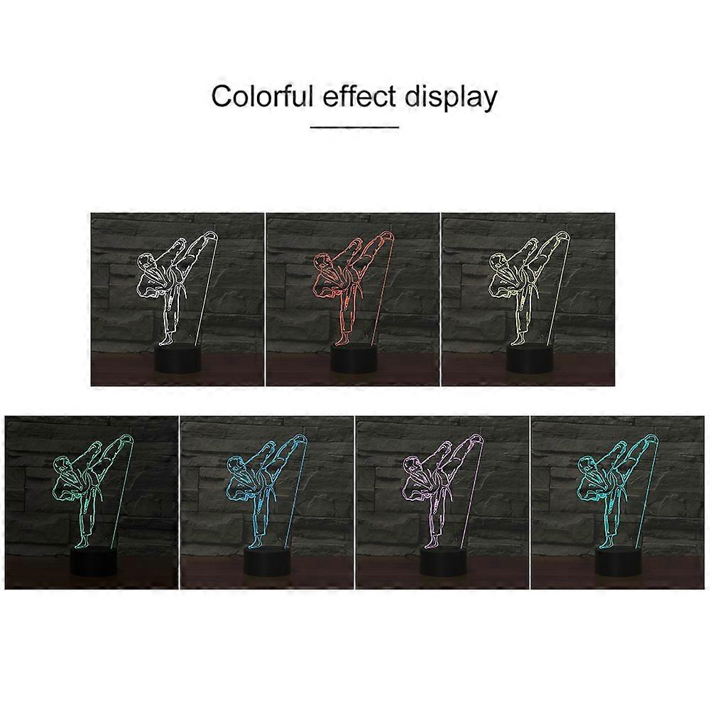 Black Base Creative 3D LED Decorative Night Light,16 Color Remote Control Karate