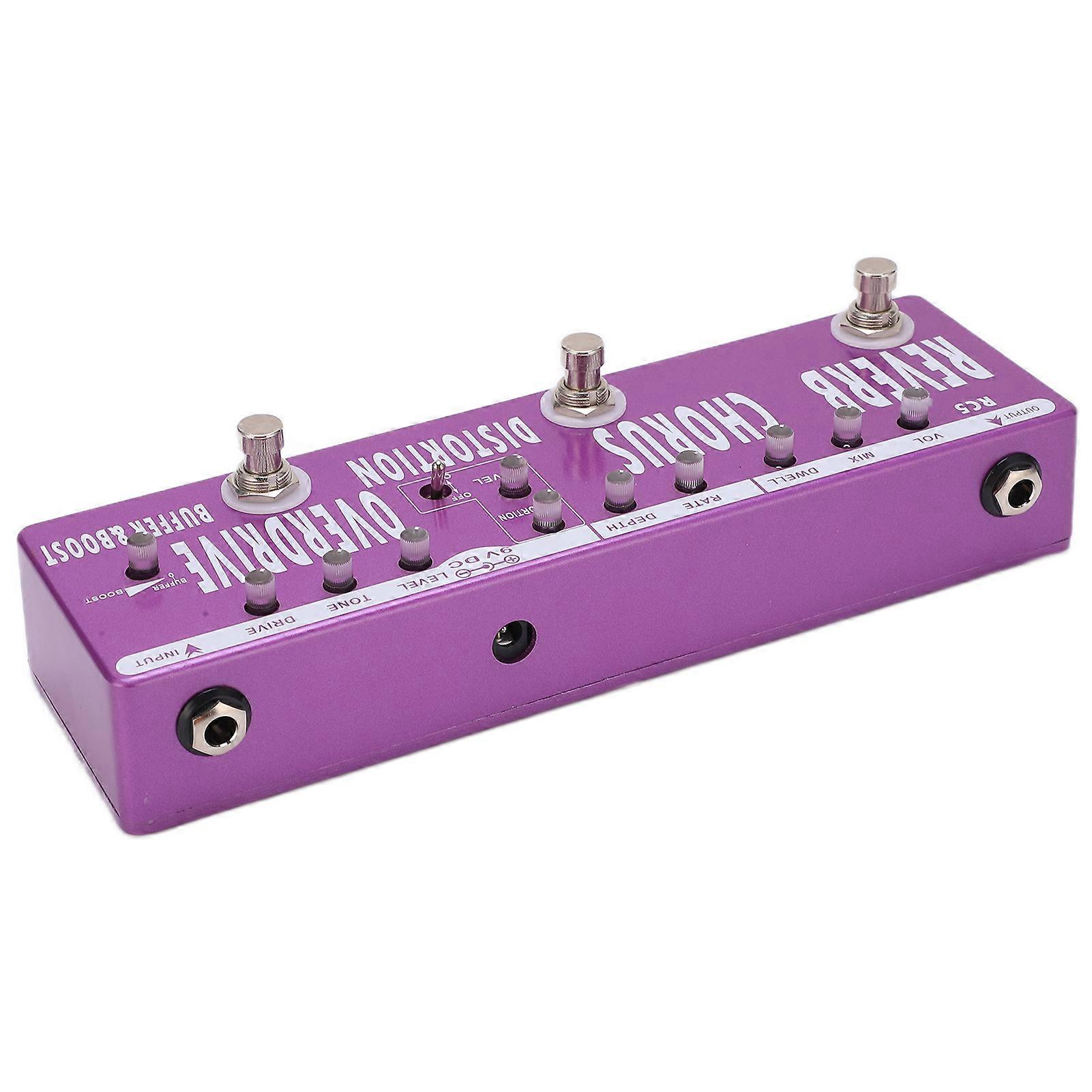 Guitar Effects Pedal 6 Modes Reverb Chorus Distortion Overdrive Buffer Boost Tuning Accessories