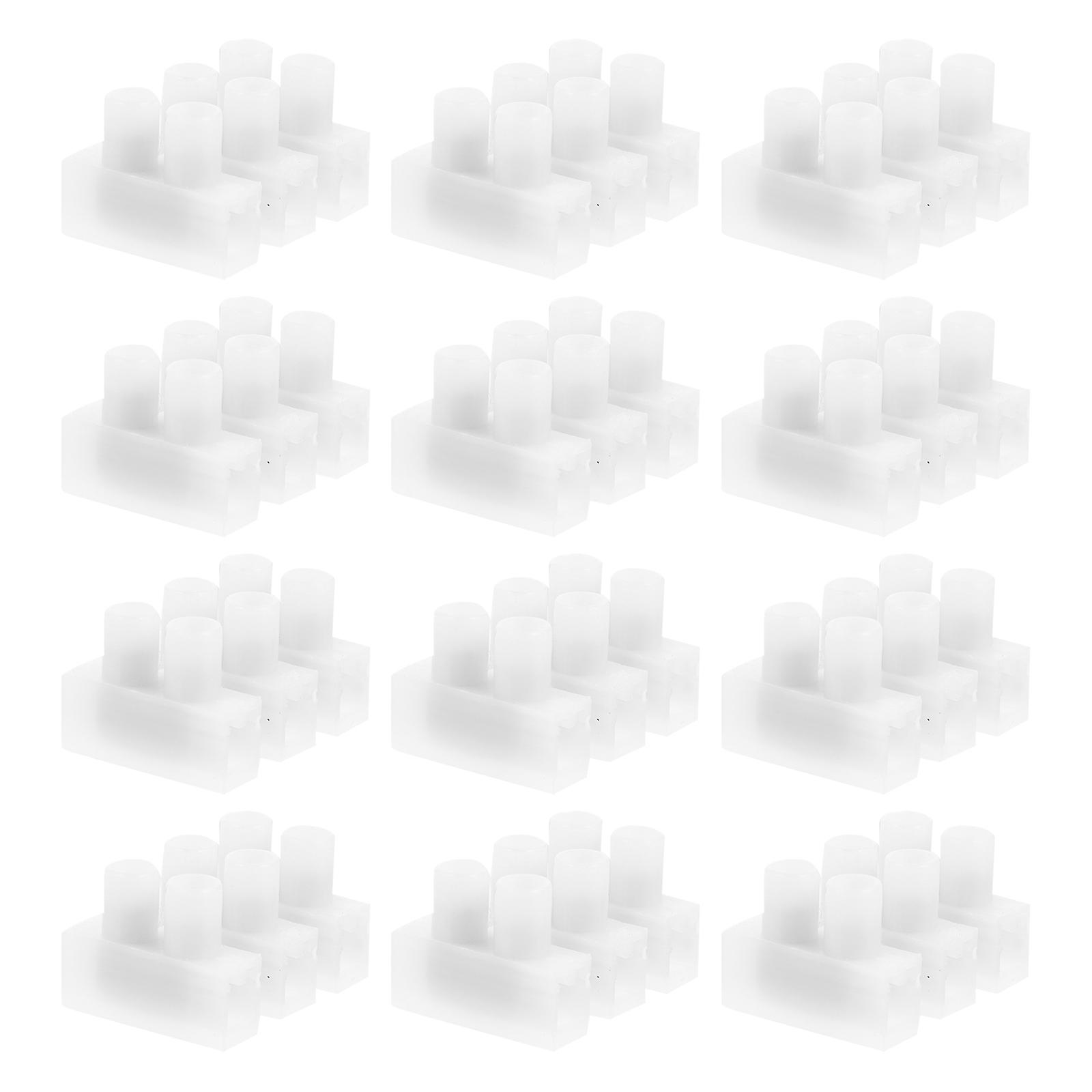 High Power Wire Terminal Block Electrical Components Wiring Installation 2.58X1.97X1.51CM White PP 50Set
