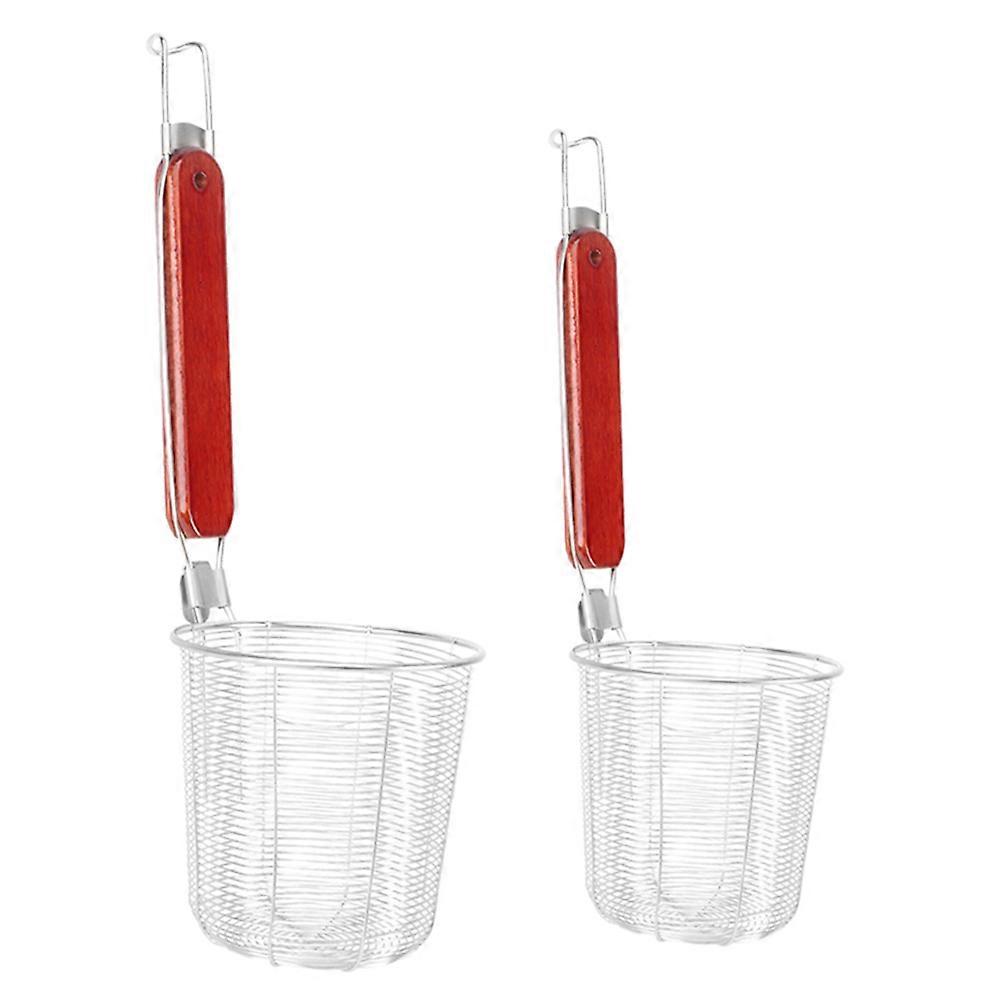Stainless Steel Noodle Strainer Spoons with Hanging Design for Kitchen Use 2 Pieces Assorted Color