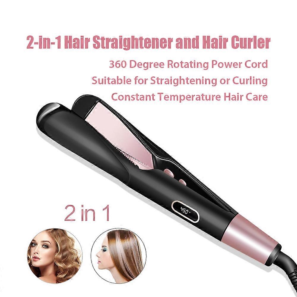 2-in-1 Straightener Machine Curling and Dual Use 360 Degree Rotating Power Cord Design Spiral Curler Straight Hair Splint