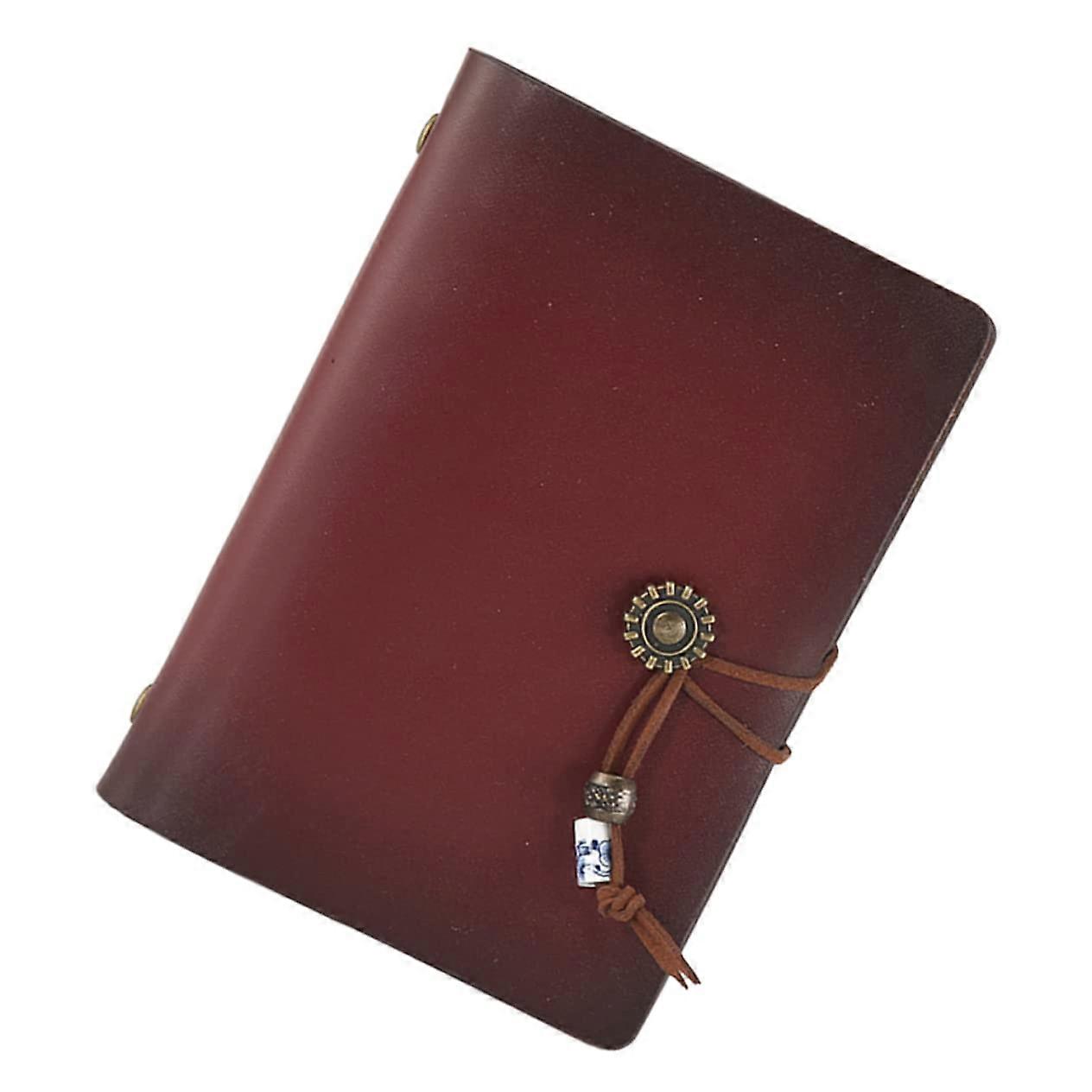 Vintage Leather Notebook Refillable Travel Journal Notepad for Students, Lightweight, Handy, Red, Ideal for Planning and Idea Recording