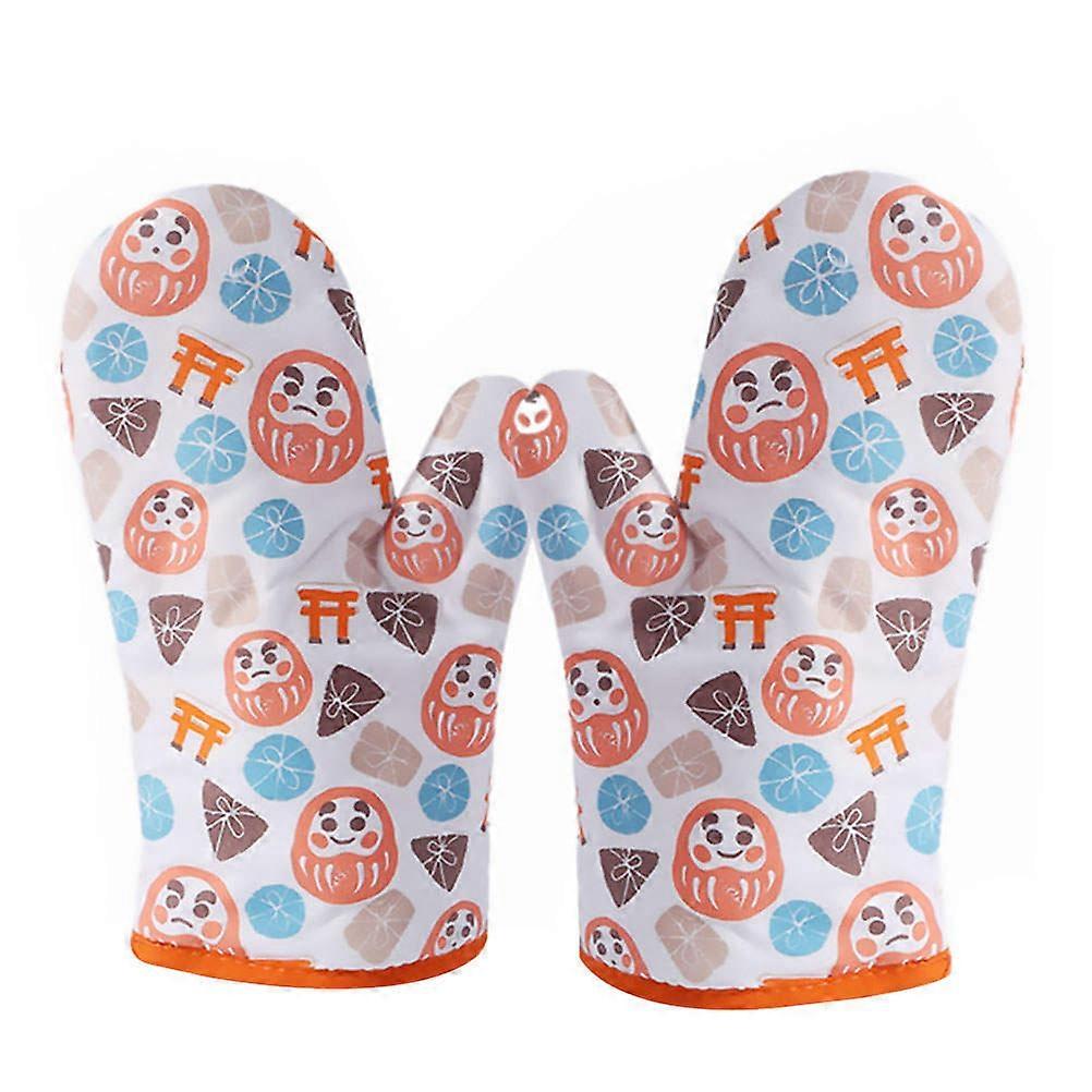 Mitts Heat Resistant Oven Non-Slip Oven Gloves Families Cooking Baking 27x14cm Heat Resistant 1 Pair