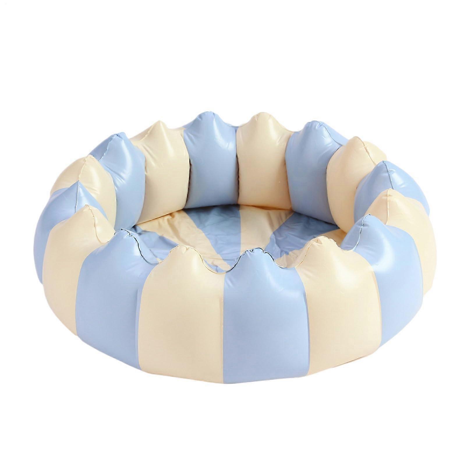 Inflatable Pool Retro Striped Easy To Inflate Garden Play Pool 120x120x30cm Durable Material Blue