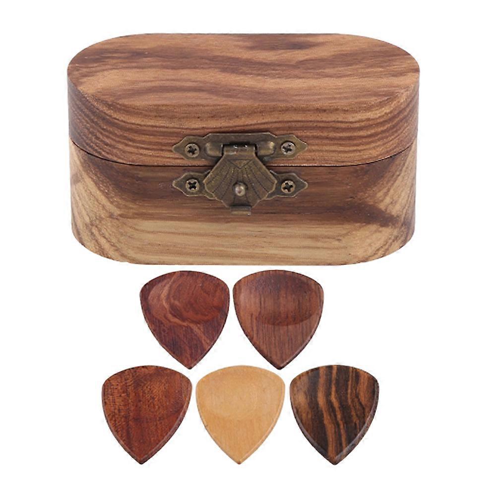 Gitarr Plockar Förvaringslåda Trä Gitarr Plockar För Musiker Med Olika Färg 1Set