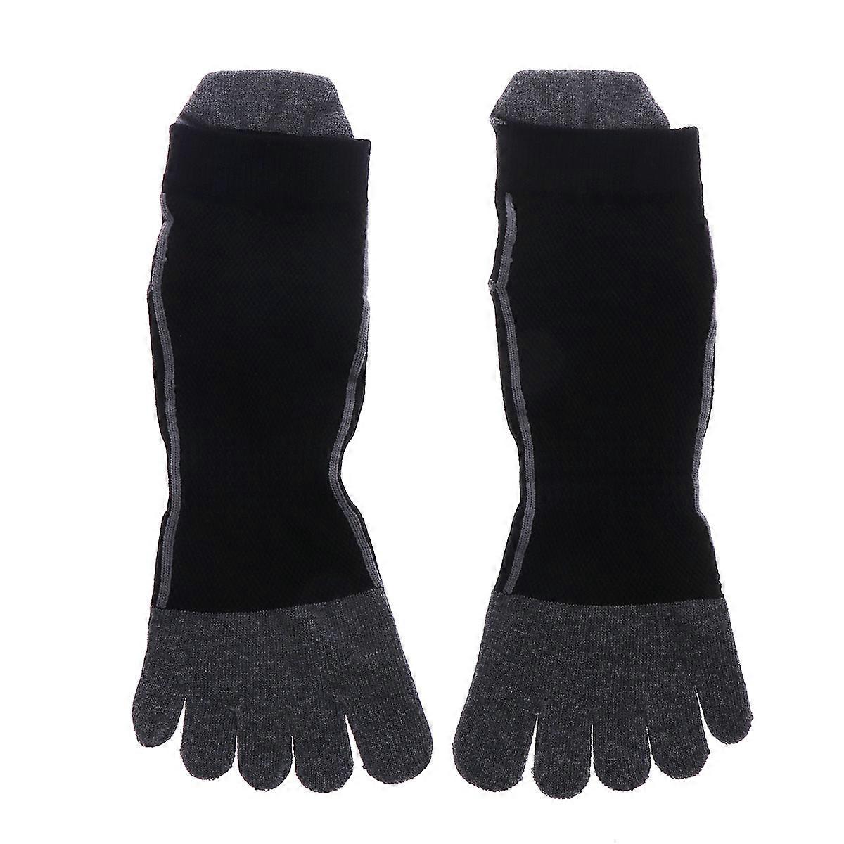 Cotton Toe Socks Five Finger Design Quick Drying Outdoor Activity Gray 1Pair