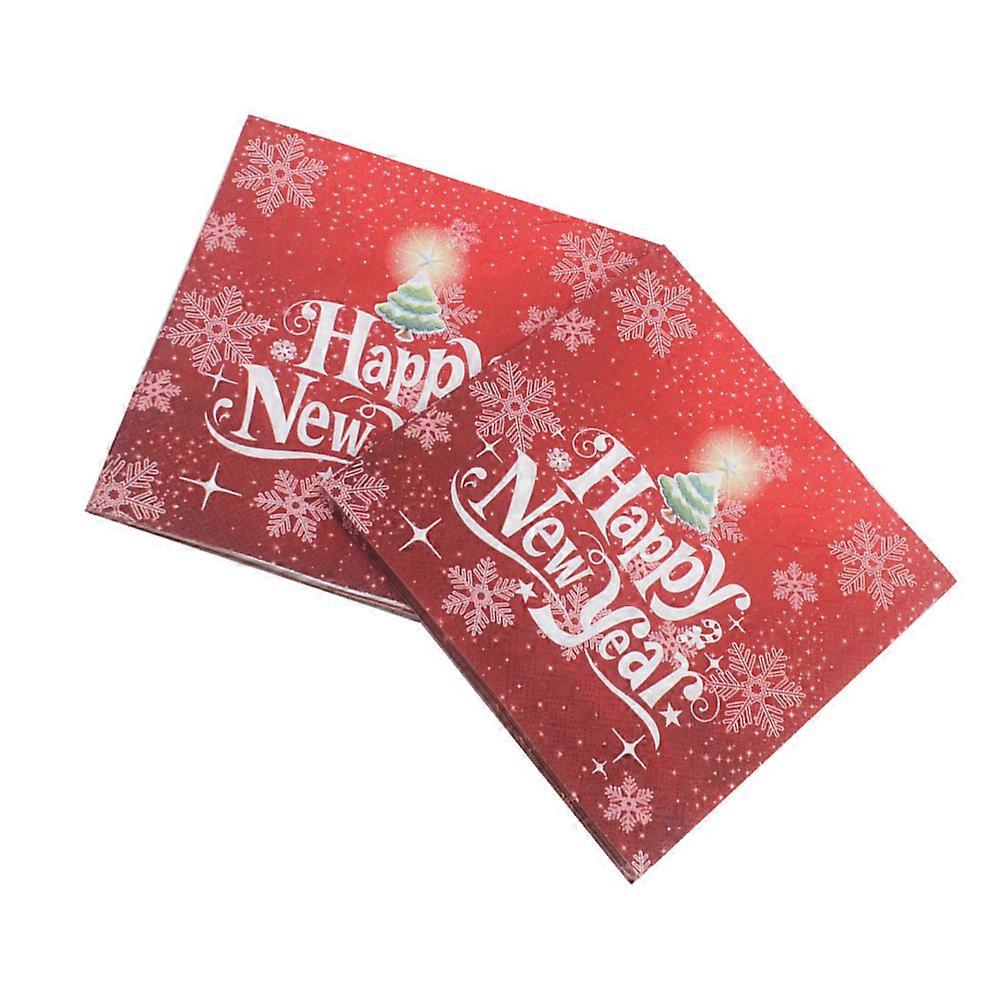 Christmas Paper Napkins Snowflake Design for Party Use 40Pcs Red