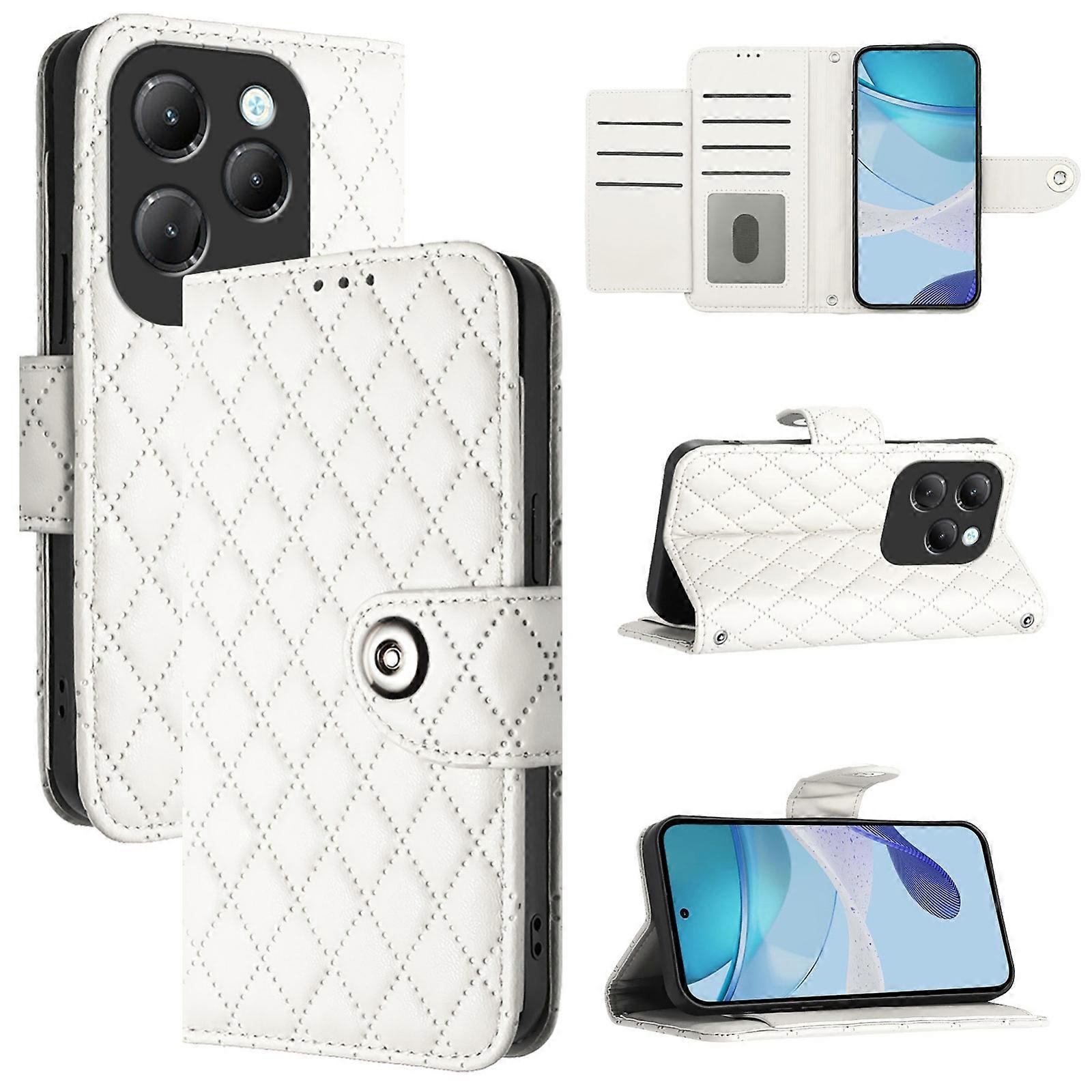 Rhombic Texture Flip Leather Phone Case with Lanyard