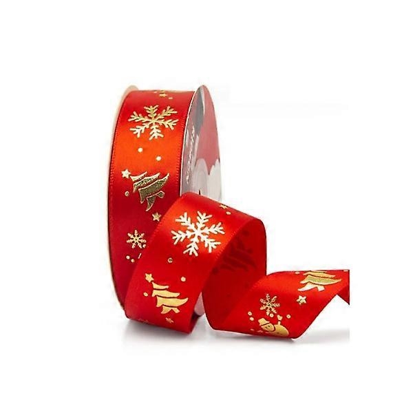 1pc (red) 22 meter Christmas red satin ribbon with Go print