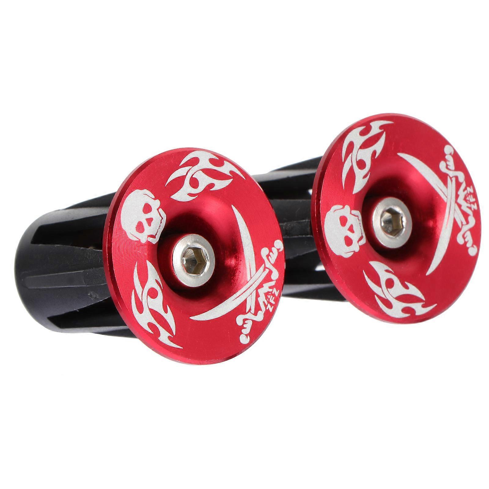 Bicycle Handlebar End Plugs Red Aluminum Alloy Locking Gripping Cyclists 1Pair