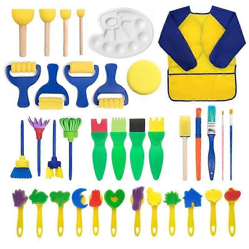 Preschool Education Tools 36pcs Kids Graffiti Sponge Brush Set
