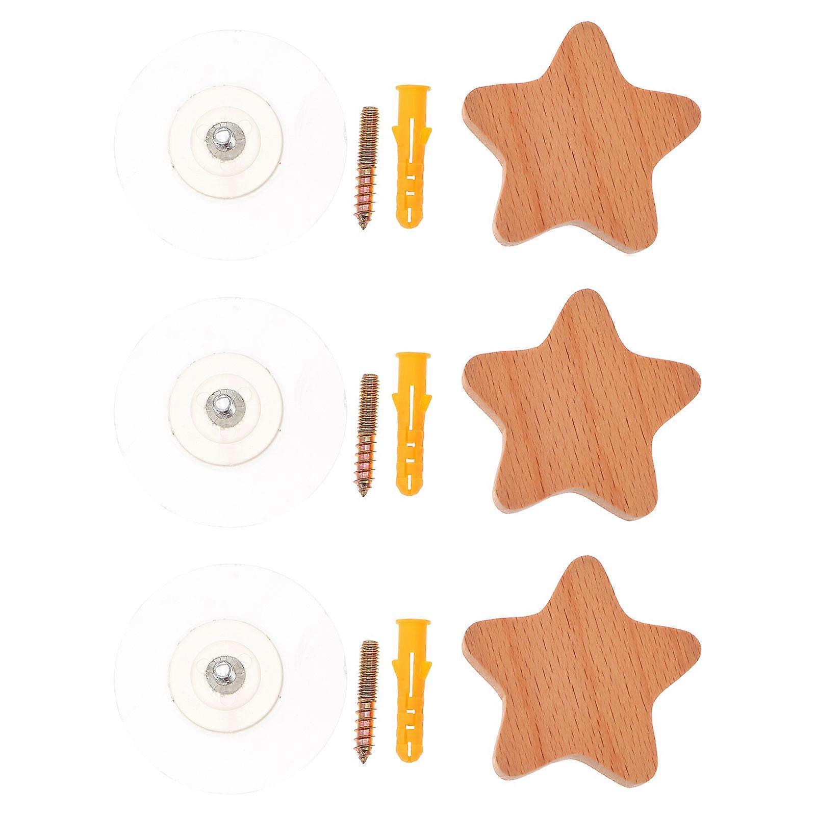 Wooden Adhesive Hooks for Home Use Strong and Wall Hangers 3 Pieces