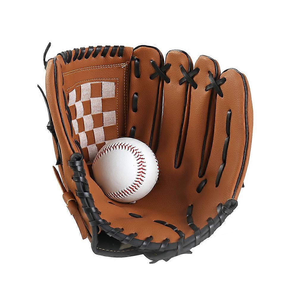 Brown PU Baseball Glove with Thickened Bottom for Sports Use 11.5 Inch