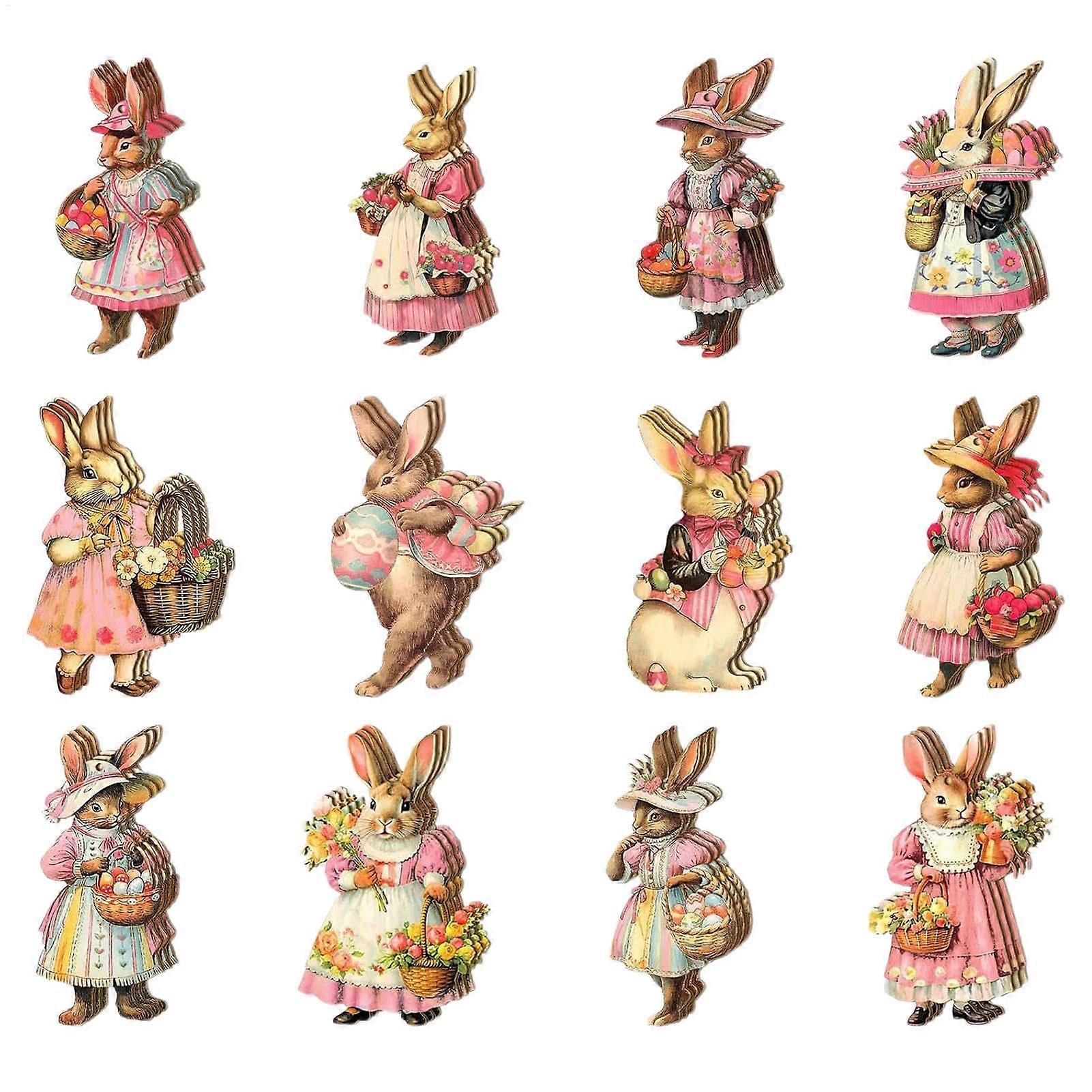 Easter Bunny Pendant, Vintage Rabbit Ornaments  36x Easter Bunny Ornaments