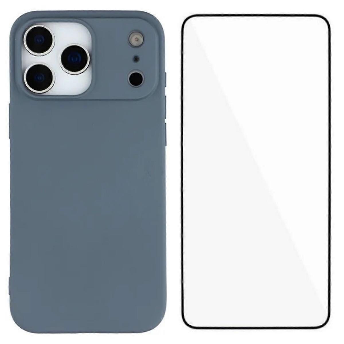 For iPhone 17 Pro Phone Case WANLONFENG RB2 Series TPU Back Cover with Tempered Glass - Lavender Gre