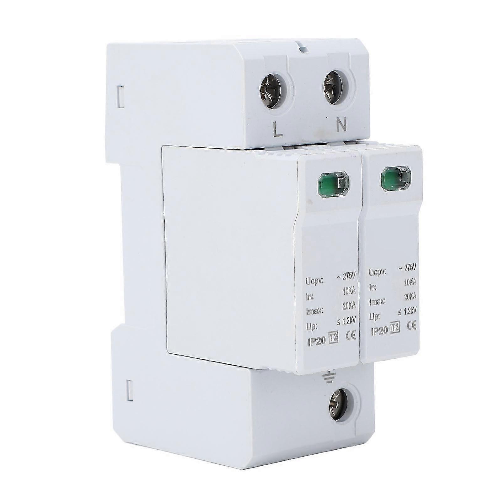 2-Pole 10-20KA Surge Protector for Home Electrical Systems (35mm DIN Rail Mount)