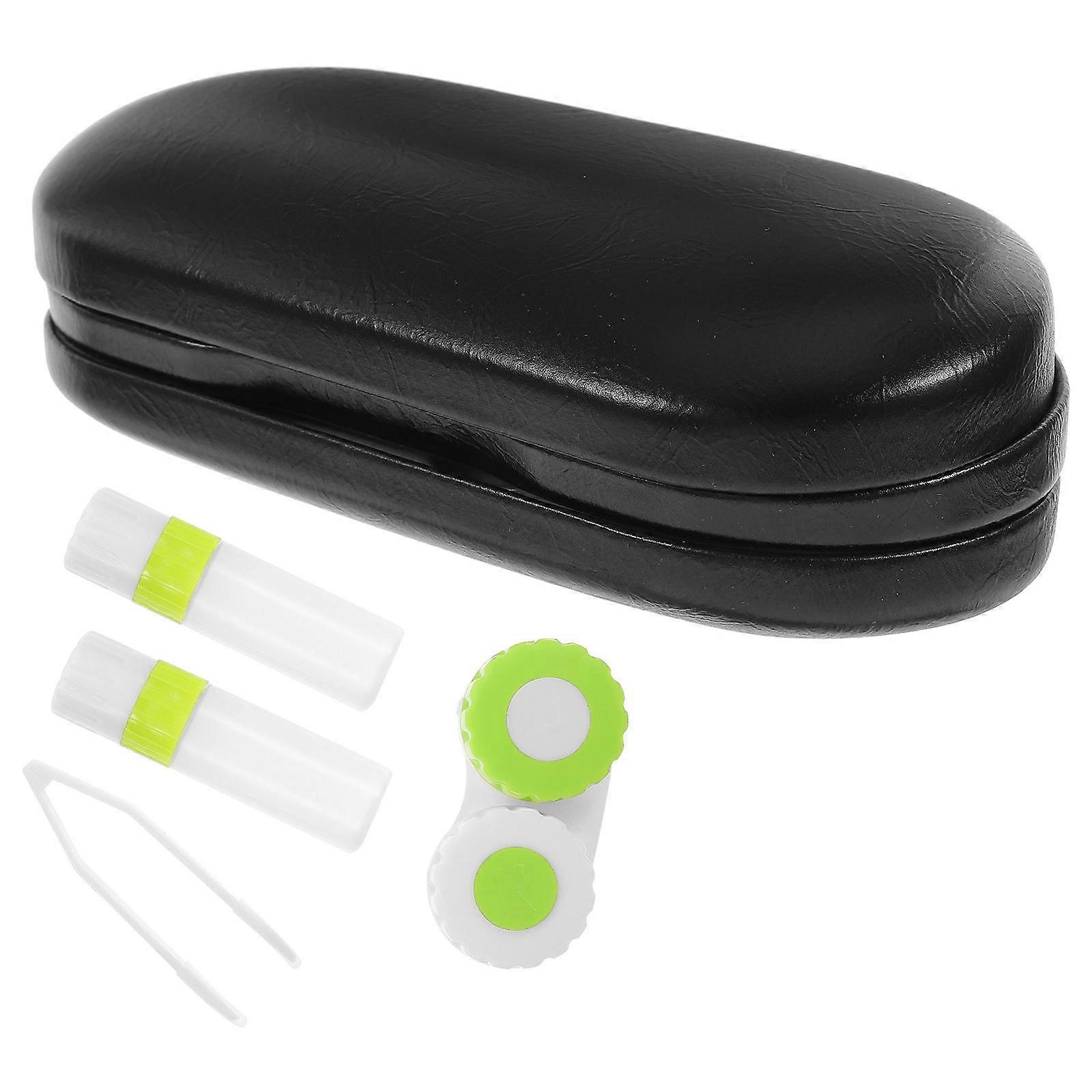 Portable Glasses Pouch 2-in-1 Eyeglass and Lens Case Scratch Protection for Travel Black 1Pack