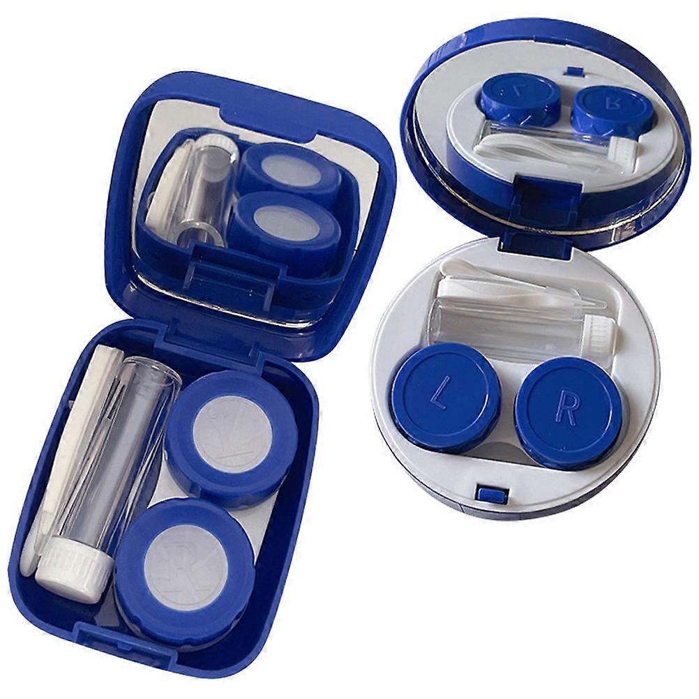 Portable Compact Cosmetic Lens Holder Case with Tight Seal Leak Proof Storage Box for Daily, Travel, Work, School Use (2pcs)