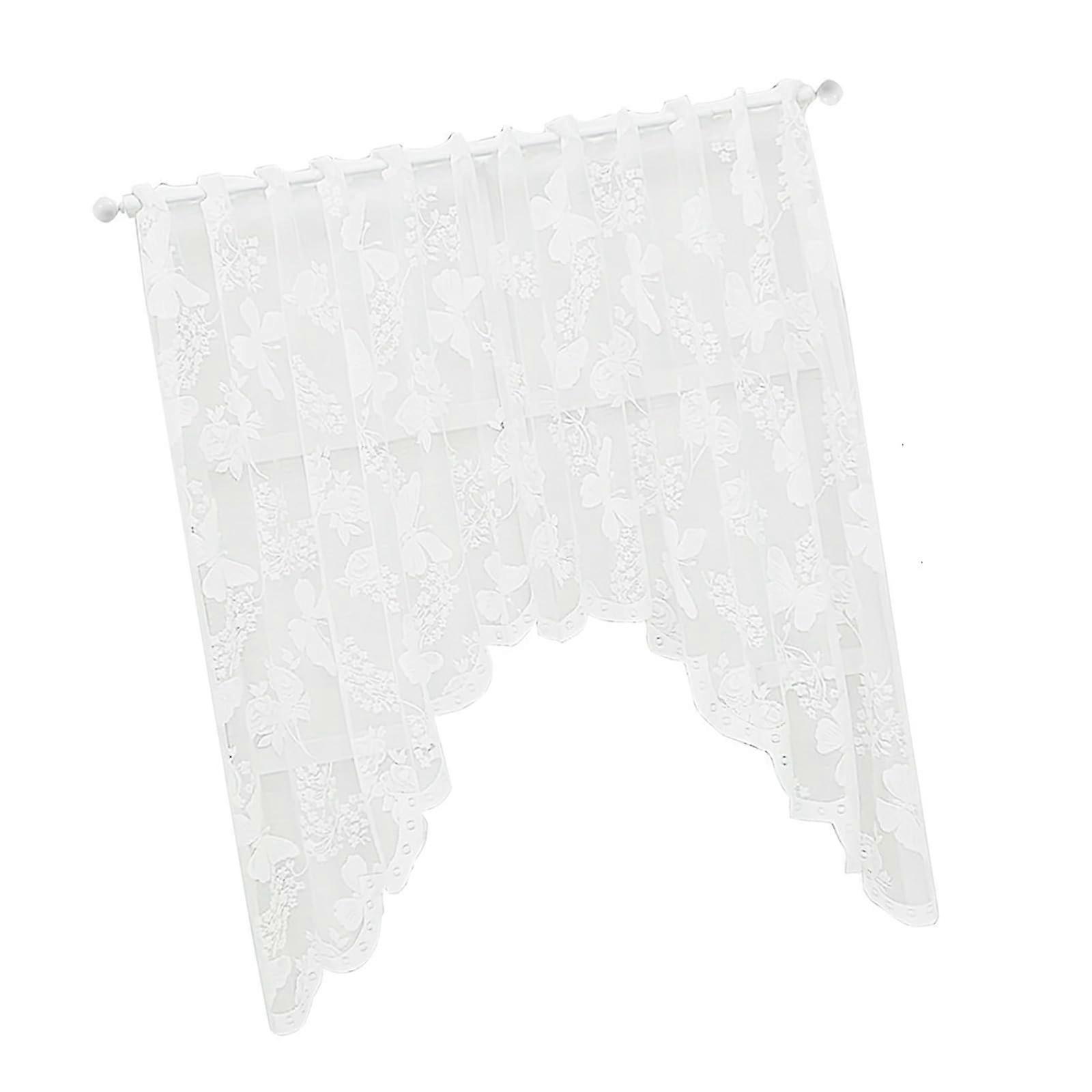Elegant Florals Embroidered Semi Sheer Window Curtains Polyester 150x100cm 59.1x39.3in Living Room Bedroom