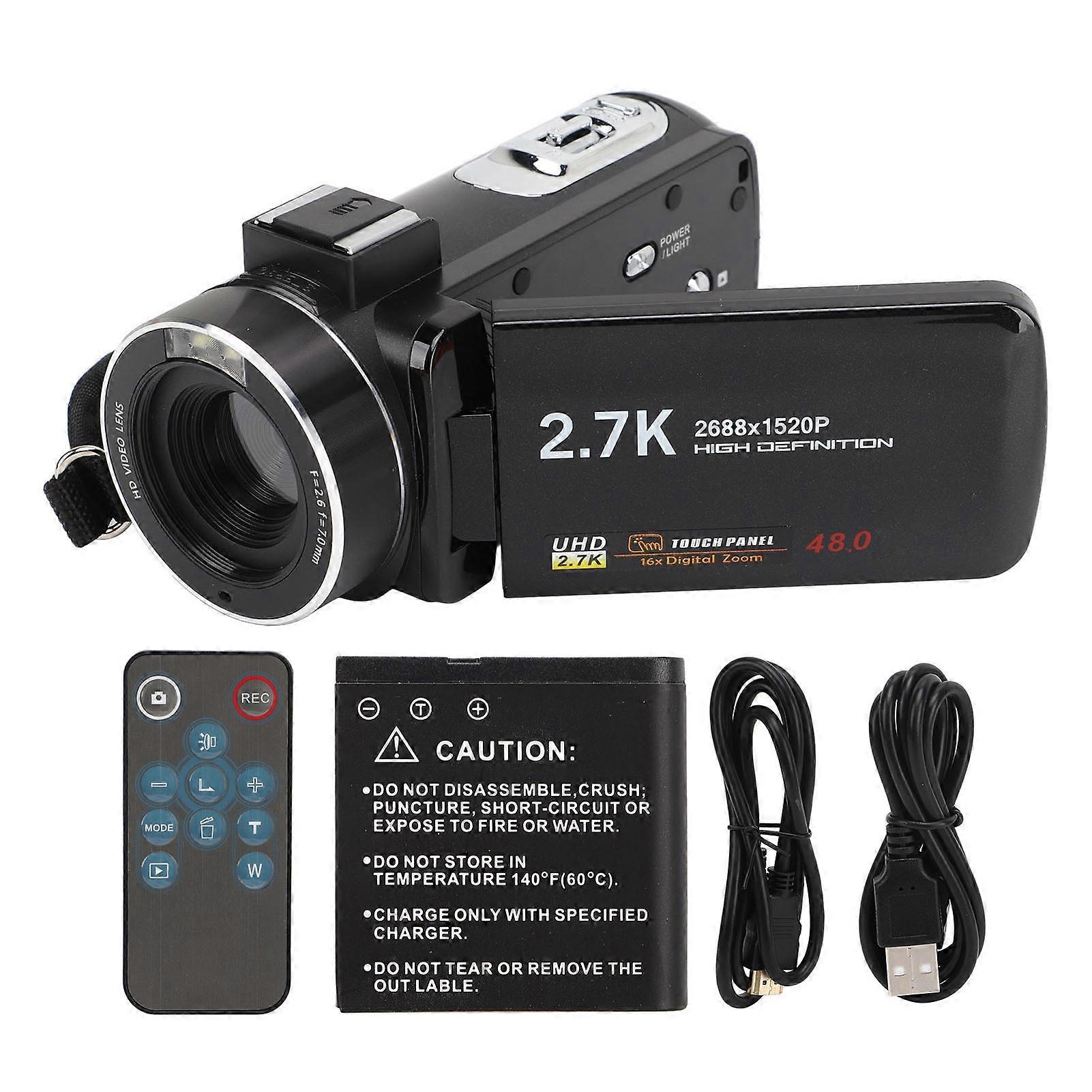 2.7K Digital Camera Recorder 3.0in Touch Screen 48MP WIFI HD 16x Digital Zoom Vlogging Camcorder for Travel